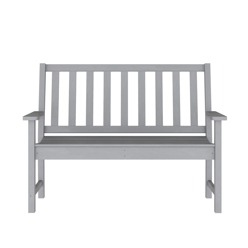 All Weather Heavy Duty Commercial Recycled HDPE Bench with Curved Seat in Gray