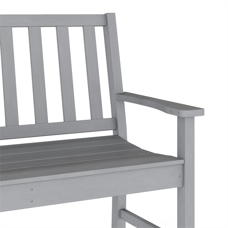 All Weather Heavy Duty Commercial Recycled HDPE Bench with Curved Seat in Gray