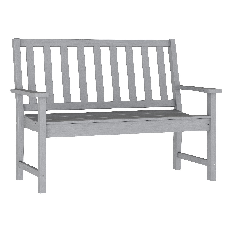 All Weather Heavy Duty Commercial Recycled HDPE Bench with Curved Seat in Gray