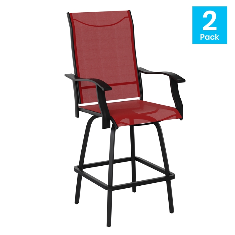 Outdoor Stool - 30 inch Patio Bar Stool / Garden Chair Red(Set of 2)