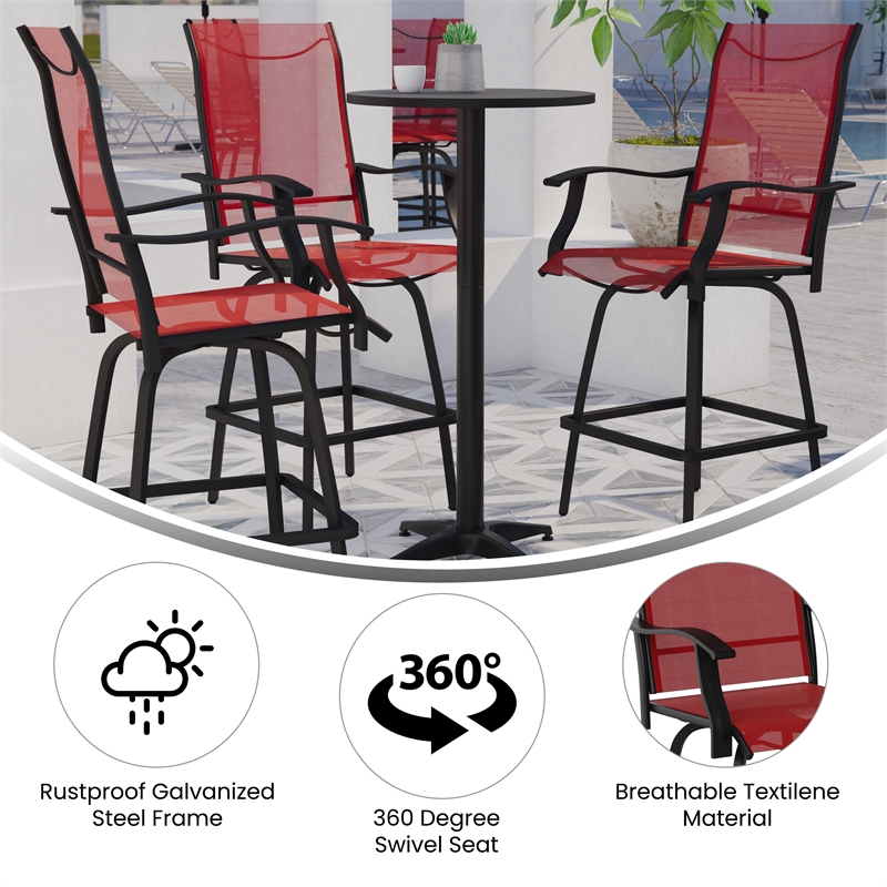 Outdoor Stool - 30 inch Patio Bar Stool / Garden Chair Red(Set of 2)
