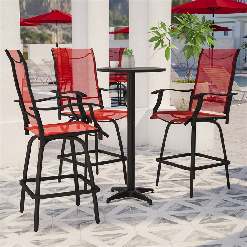 Outdoor Stool - 30 inch Patio Bar Stool / Garden Chair Red(Set of 2)