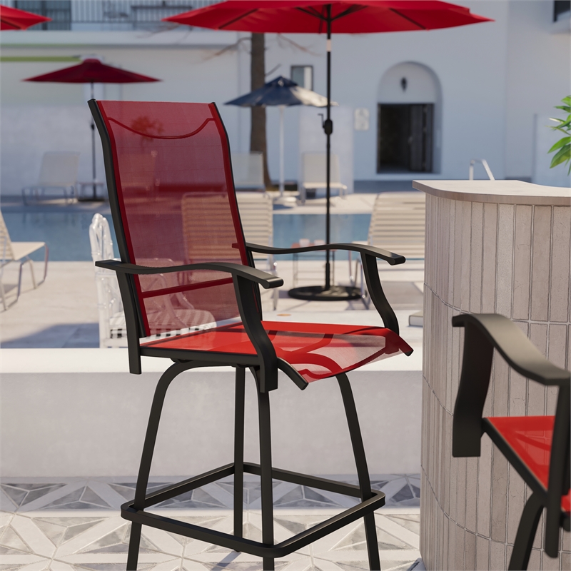 Outdoor Stool - 30 inch Patio Bar Stool / Garden Chair Red(Set of 2)