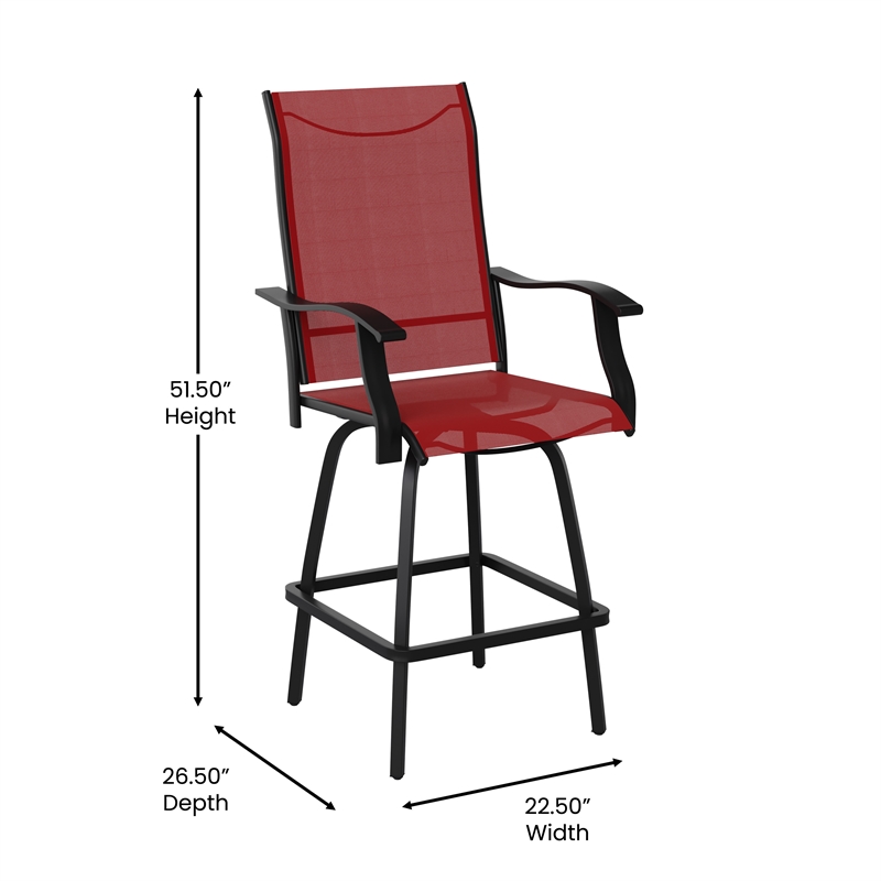 Outdoor Stool - 30 inch Patio Bar Stool / Garden Chair Red(Set of 2)