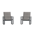 Set of 2 All Weather Flex Comfort Rocking Chairs with Metal Frames-Gray/Black