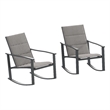 Set of 2 All Weather Flex Comfort Rocking Chairs with Metal Frames-Gray/Black