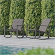 Set of 2 All Weather Flex Comfort Rocking Chairs with Metal Frames-Gray/Black