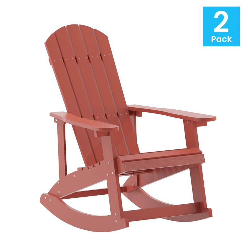 Adirondack Poly Resin Rocking Chairs for Indoor/Outdoor Use in White - 2 Pack