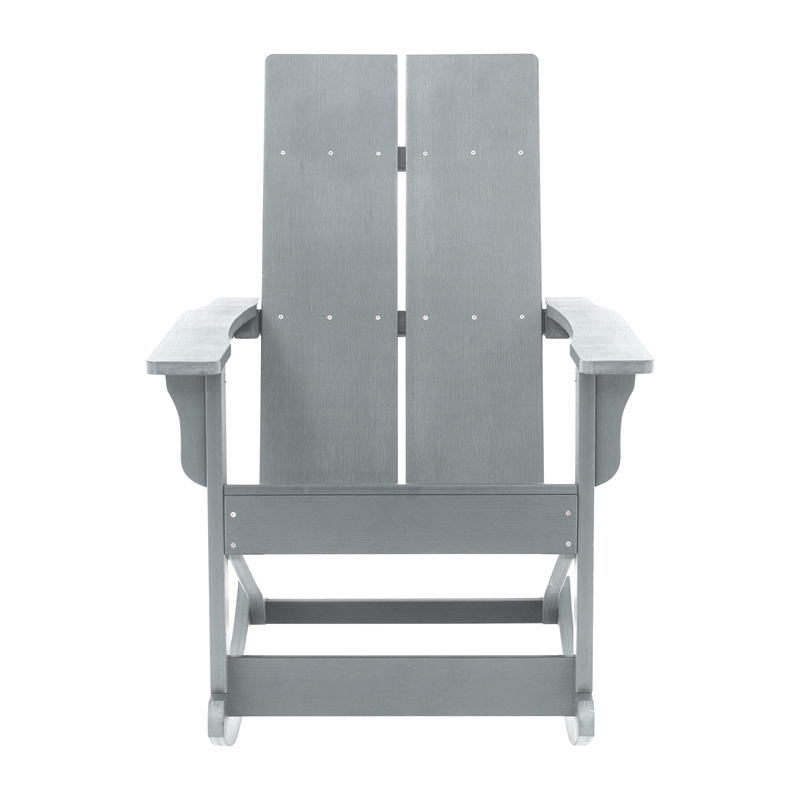 Indoor/Outdoor modern 2-Slat Adirondack Poly Resin Rockers in Gray - Set of 2