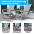 Modern 2-Slat Adirondack Poly Resin Rocking Chair for Indoor/Outdoor Use - Gray