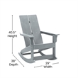 Modern 2-Slat Adirondack Poly Resin Rocking Chair for Indoor/Outdoor Use - Gray