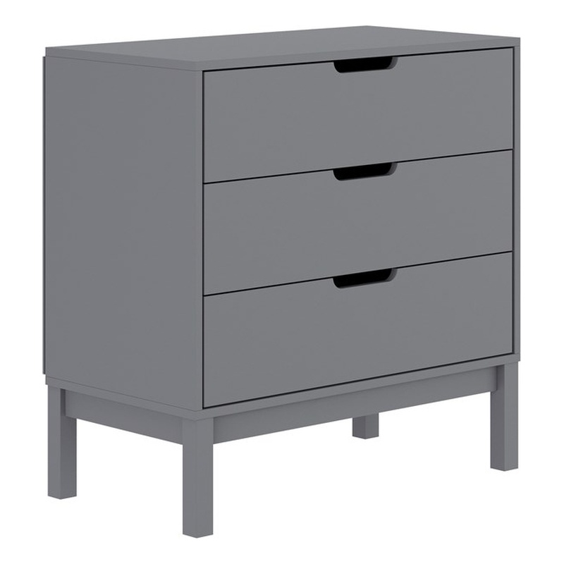 Wooden 3-Drawer Dresser with Smooth Bearing Slides for Kids Bedroom in Gray