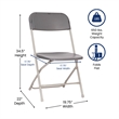 Spacious & Contoured Commercial Wide & Tall Gray Plastic Folding Chairs-4 Pack