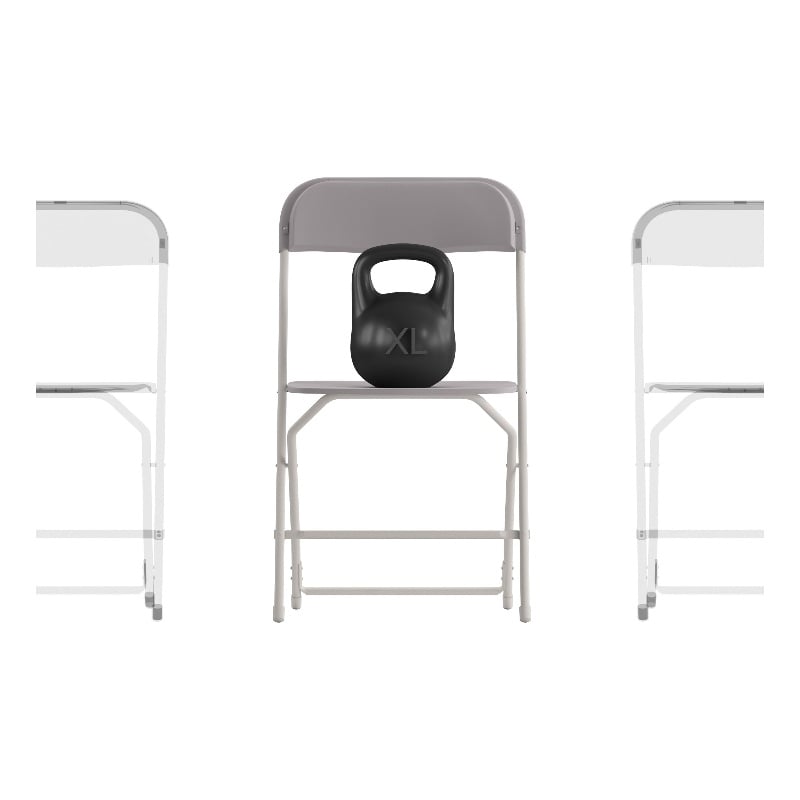 Spacious & Contoured Commercial Wide & Tall Gray Plastic Folding Chairs-4 Pack