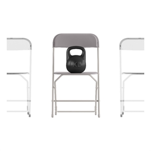 Spacious & Contoured Commercial Wide & Tall Gray Plastic Folding Chairs-4 Pack