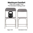 Spacious & Contoured Commercial Wide & Tall Gray Plastic Folding Chairs-4 Pack