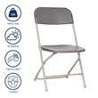 Spacious & Contoured Commercial Wide & Tall Gray Plastic Folding Chairs-4 Pack
