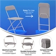 Spacious & Contoured Commercial Wide & Tall Gray Plastic Folding Chairs-4 Pack