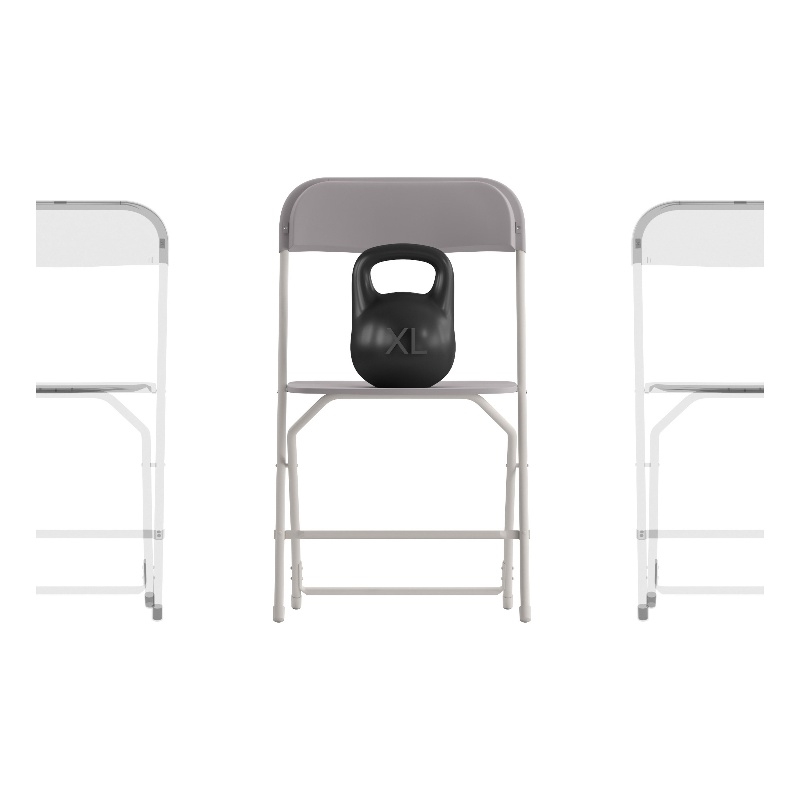 Spacious & Contoured Commercial Wide & Tall Gray Plastic Folding Chairs-4 Pack
