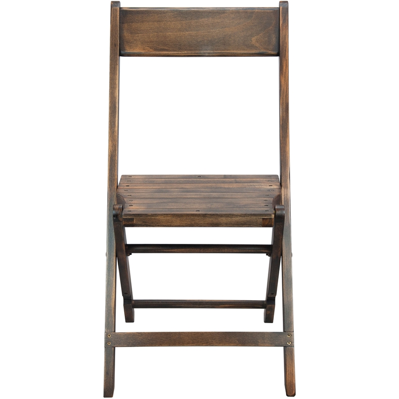 Slatted Wood Folding Wedding Chair - Event Chair - Antique Black Set of 2