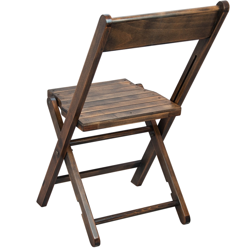 Slatted Wood Folding Wedding Chair - Event Chair - Antique Black Set of 2