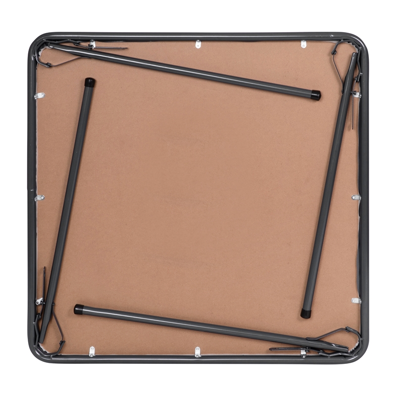 5 Piece Gray Folding Card Table and Chair Set with Upholstered Table Top