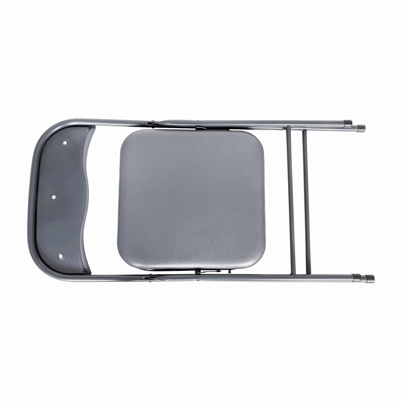 5 Piece Gray Folding Card Table and Chair Set with Upholstered Table Top