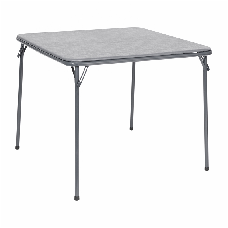 5 Piece Gray Folding Card Table and Chair Set with Upholstered Table Top