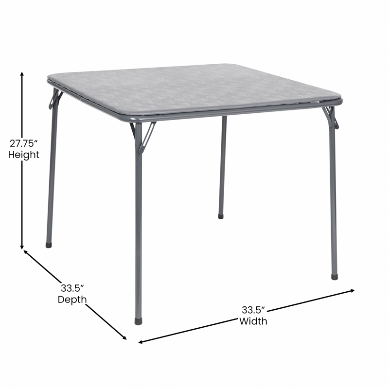 5 Piece Gray Folding Card Table and Chair Set with Upholstered Table Top