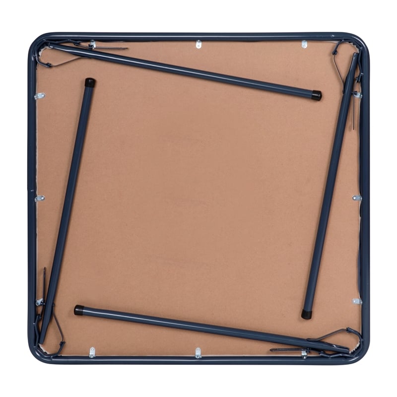 5 Piece Navy Folding Card Table and Chair Set with Upholstered Table Top