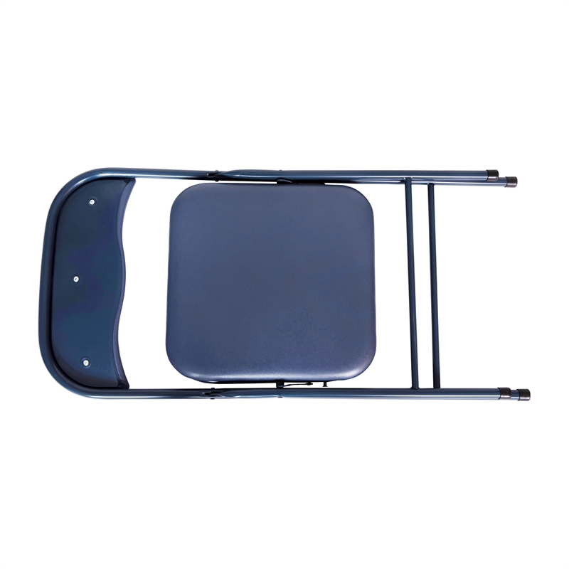 5 Piece Navy Folding Card Table and Chair Set with Upholstered Table Top