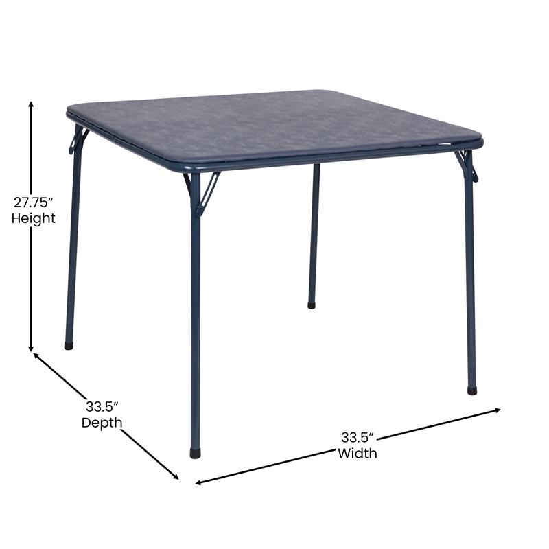 5 Piece Navy Folding Card Table and Chair Set with Upholstered Table Top