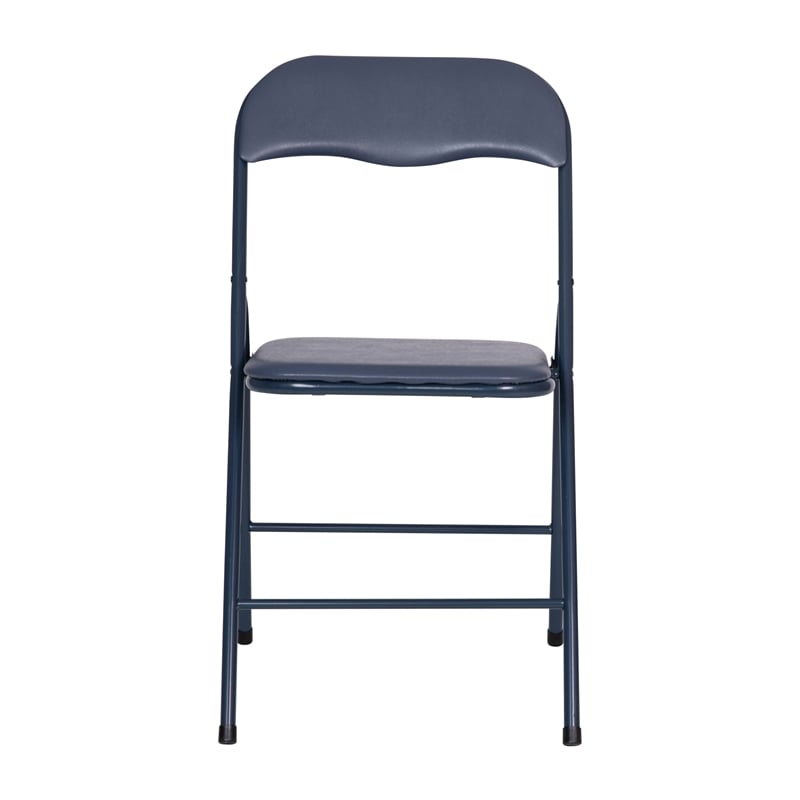 5 Piece Navy Folding Card Table and Chair Set with Upholstered Table Top