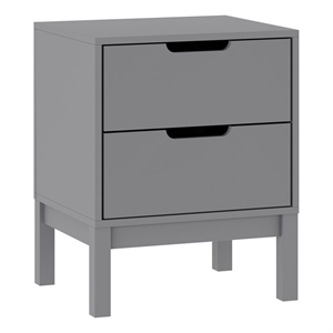 Wooden Night Stand for Kids Bedroom with 2 Storage Drawers in Gray