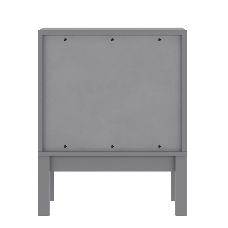 Wooden Night Stand for Kids Bedroom with 2 Storage Drawers in Gray