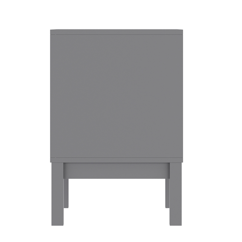 Wooden Night Stand for Kids Bedroom with 2 Storage Drawers in Gray