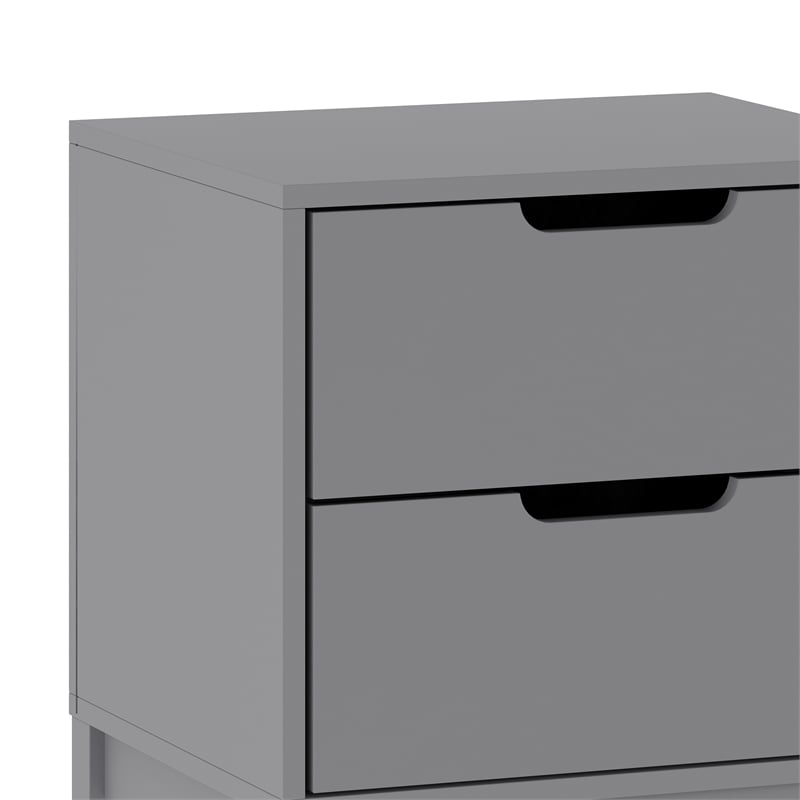 Wooden Night Stand for Kids Bedroom with 2 Storage Drawers in Gray