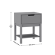 Wooden Night Stand for Kids Bedroom with Storage Drawer and Shelf in Gray