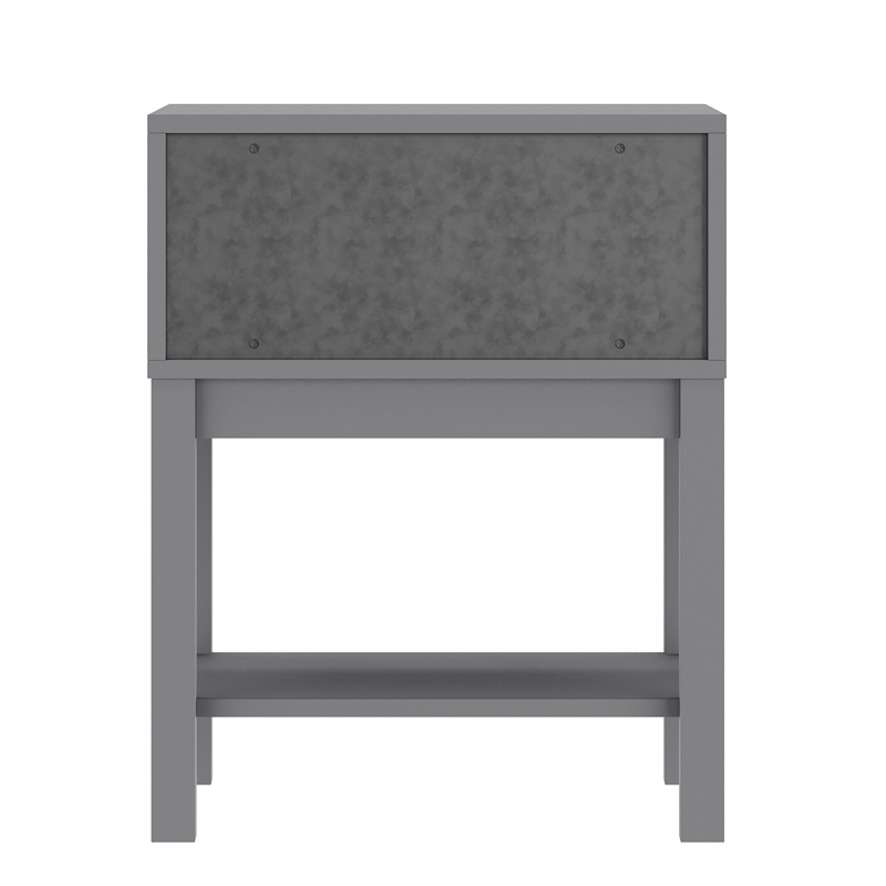 Wooden Night Stand for Kids Bedroom with Storage Drawer and Shelf in Gray