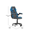 Office Gaming Chair with Skater Wheels & Flip Up Arms - Blue LeatherSoft