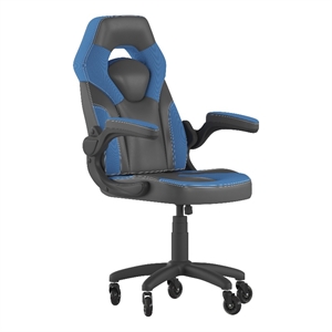 Office Gaming Chair with Skater Wheels & Flip Up Arms - Blue LeatherSoft