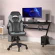 Office Gaming Chair with Skater Wheels & Flip Up Arms - Gray LeatherSoft