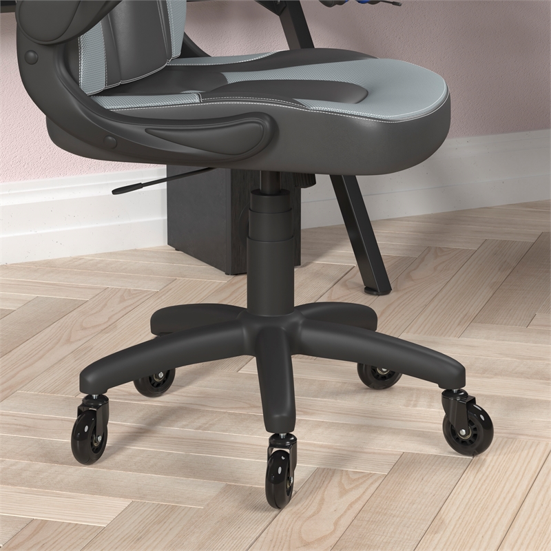 Office Gaming Chair with Skater Wheels & Flip Up Arms - Gray LeatherSoft
