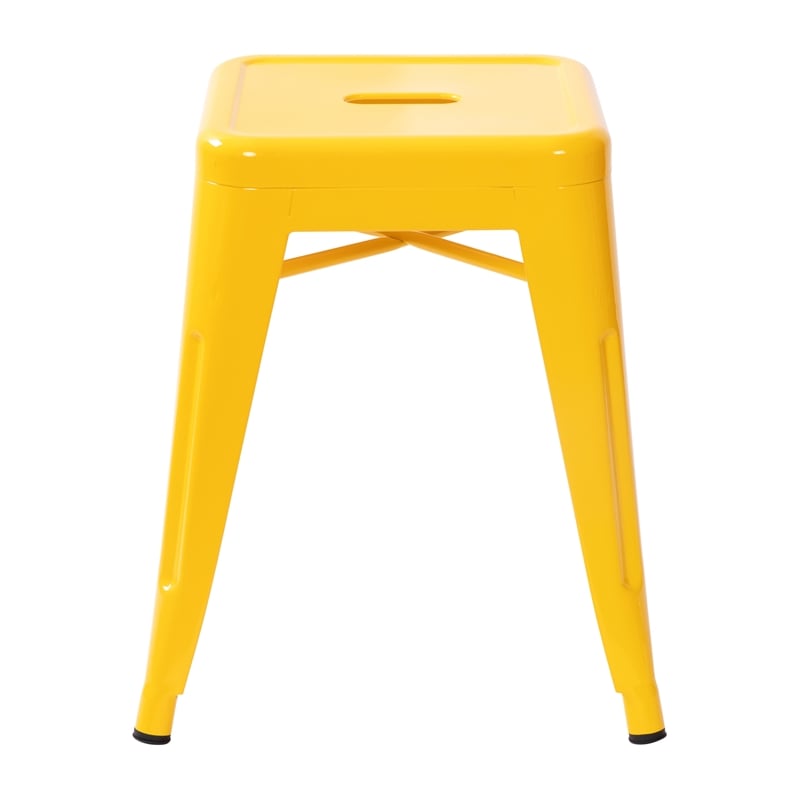 18 Inch Table Height Indoor Stackable Metal Dining Stool in Yellow-Set of 4