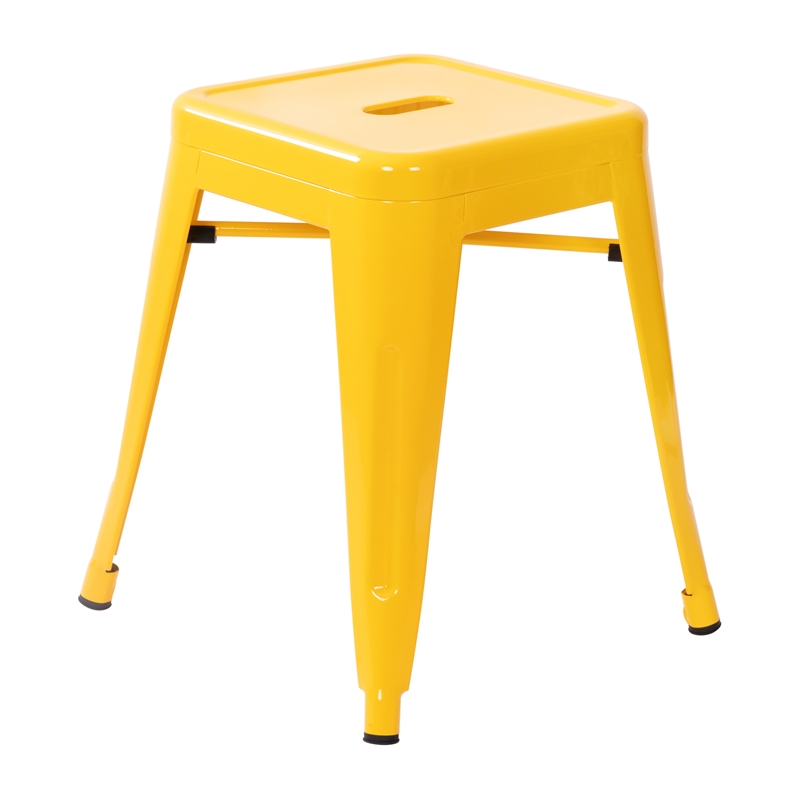 18 Inch Table Height Indoor Stackable Metal Dining Stool in Yellow-Set of 4