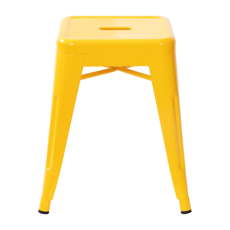 18 Inch Table Height Indoor Stackable Metal Dining Stool in Yellow-Set of 4