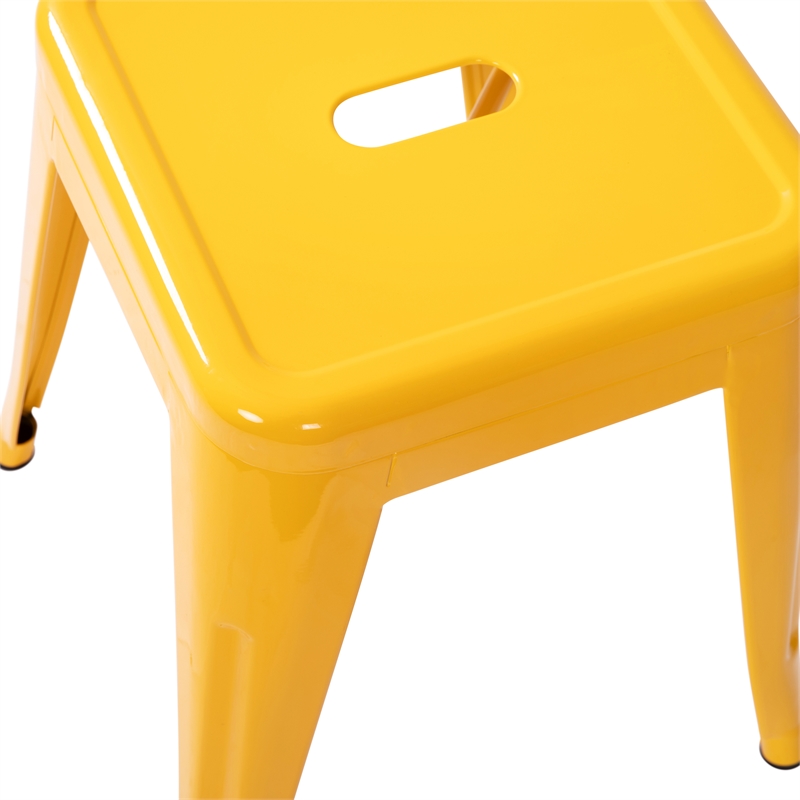 18 Inch Table Height Indoor Stackable Metal Dining Stool in Yellow-Set of 4