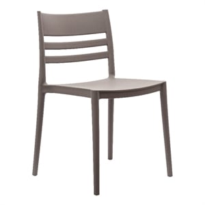 Commercial All-Weather Gray Resin Patio Stack Chair with Slatted Backrest