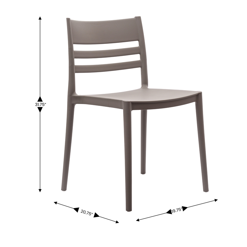 Commercial All-Weather Gray Resin Patio Stack Chair with Slatted Backrest