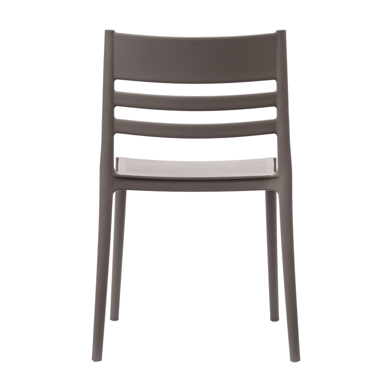 Commercial All-Weather Gray Resin Patio Stack Chair with Slatted Backrest